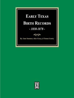 cover image of Early Texas Birth Records, 1838-1878